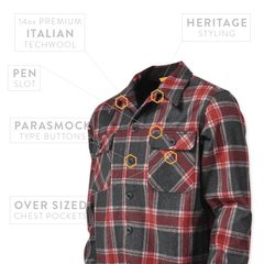 DRB Woodsman Shirt - Red Plaid Techwool