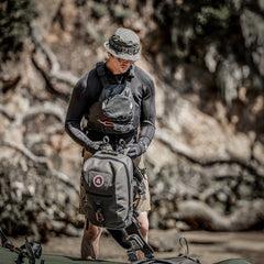 PDW All Terrain Pack 24L in Universal Field Gray, packrafting Inverness, CA