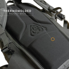 Detail of the open harness and padded back panel on the PDW All Terrain Pack 24L