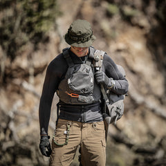 PDW Apex Boonie Hat in Ranger Green, worn during amphibious activity