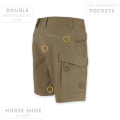 PDW Delta Cargo Shorts Technical Ripstop w/stretch coyote made in USA back details