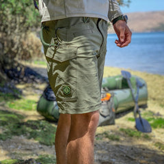 PDW Delta Cargo Shorts Technical Ripstop w/stretch transitional green made in USA packrafting