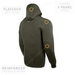 PDW Orion full zip merino wool hoodie hunter green made in Italy back view details