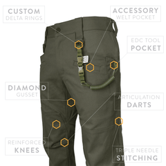 PDW Raider Field Pant Ranger Green stretch canvas EDC tool pocket diamond gusset double knee