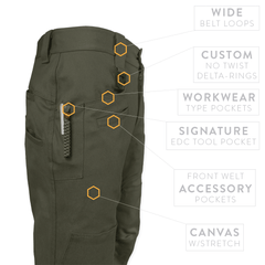 PDW Raider Field Pant Ranger Green front details welt pockets