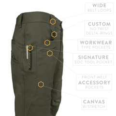 Feature rich work pant Prometheus Design Werx Ranger Green
