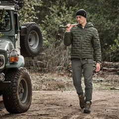 PDW Raider Field Pant Guide Cloth Tailored Fit Stratus Goose Down Jacket AG Merino Beanie Toyota Land Cruiser