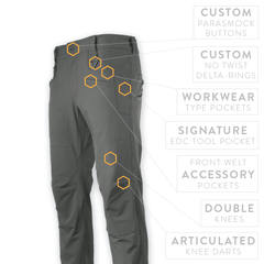 PDW Raider Field Pants tailored fit Guide Cloth Gray front details
