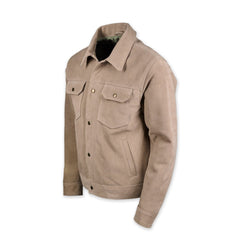 PDW Roam Suede Trucker Jacket Dogwood handmade in San Francisco, CA USA front view