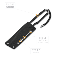 PDW SPD STS-SFLT minimalist EDC utility  pack knife black cord wrap inside kydex sheath