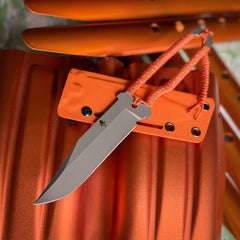 PDW STS-SFLT 9.0 inch MagnaCut field knife with orange kydex sheath — 2.8oz total