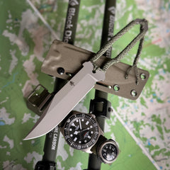 PDW STS-SFLT 9.0 inch MagnaCut field knife with od green camo kydex sheath  2.8oz total