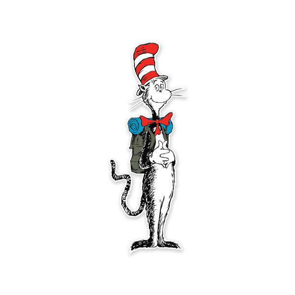 PDW Cat in the Hat and Backpack Sticker, PDW