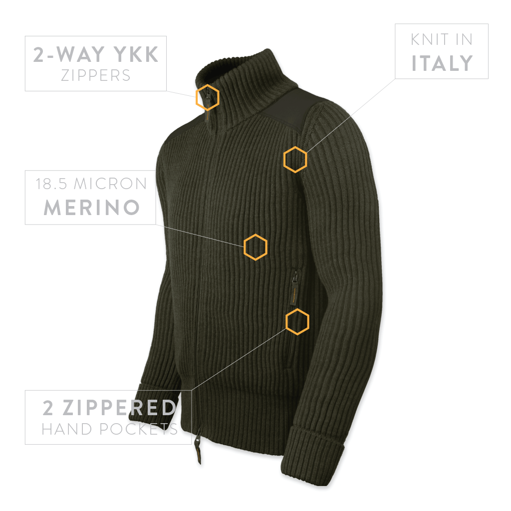 CWO Full Zip Sweater - OD Green