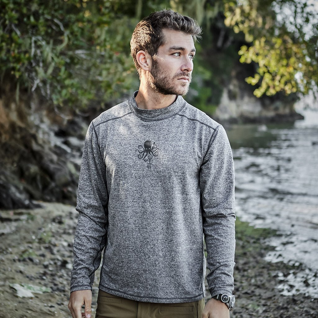 Coastal Gray Men's Long Sleeve QuickDry Fishing Shirt - Tuna Design