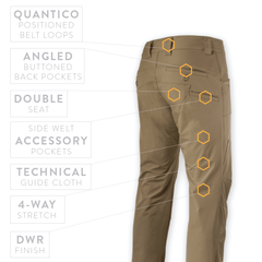 PDW Raider Field Pant Guide Cloth T-Fit back features callouts All Terrain Brown