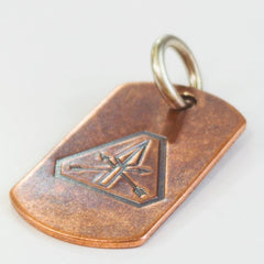 Steel Flame Copper Dog Tag - Prometheus Platoon with Jump Ring