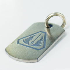 Steel Flame Titanium Dog Tag - All Terrain/Gray Knights with Jump Ring